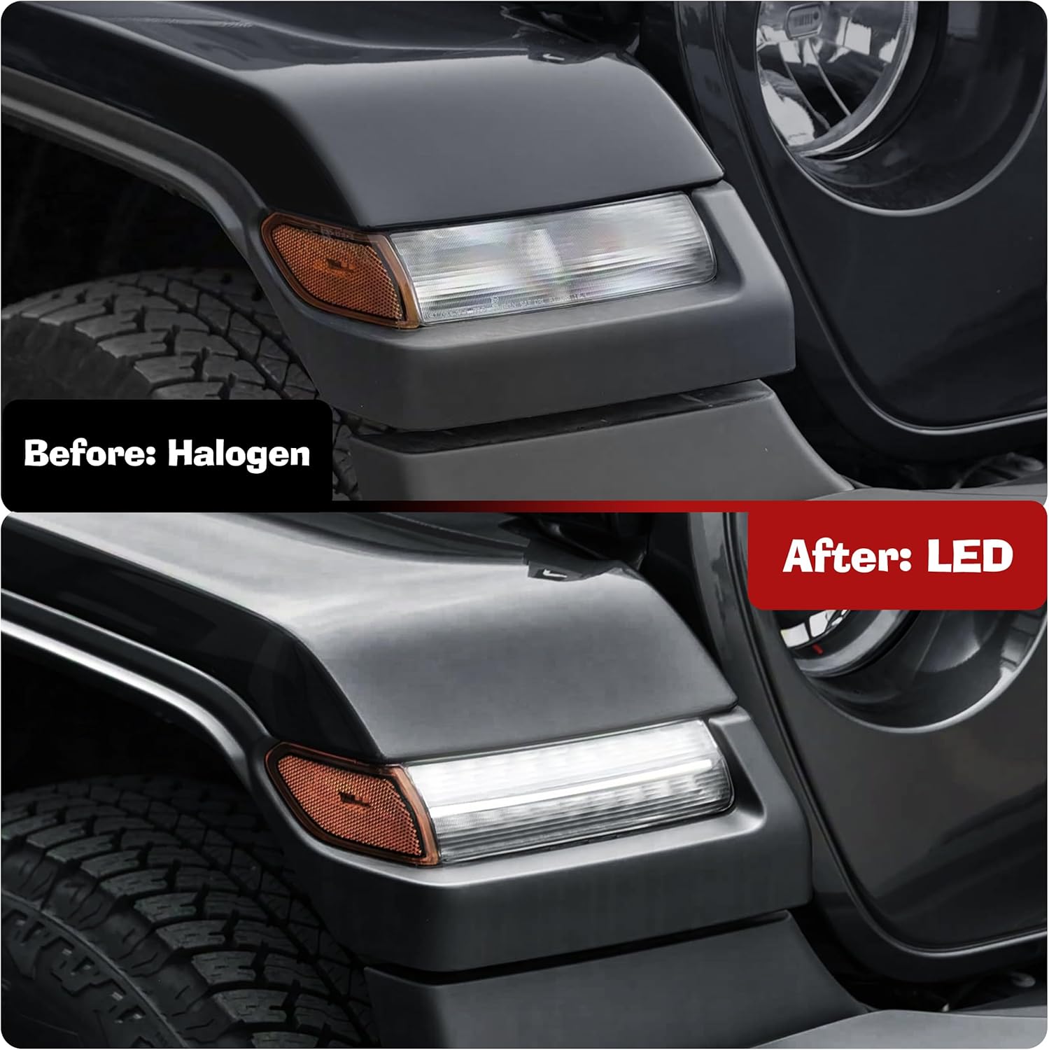 LED Sequential Flashing Turn Signal Lights Compatible with Jeep Wrangler JL Sport 2018-2024, Fender Lights Wheel Eyebrow DRL Lamps (Short Version, 1 Pair)
