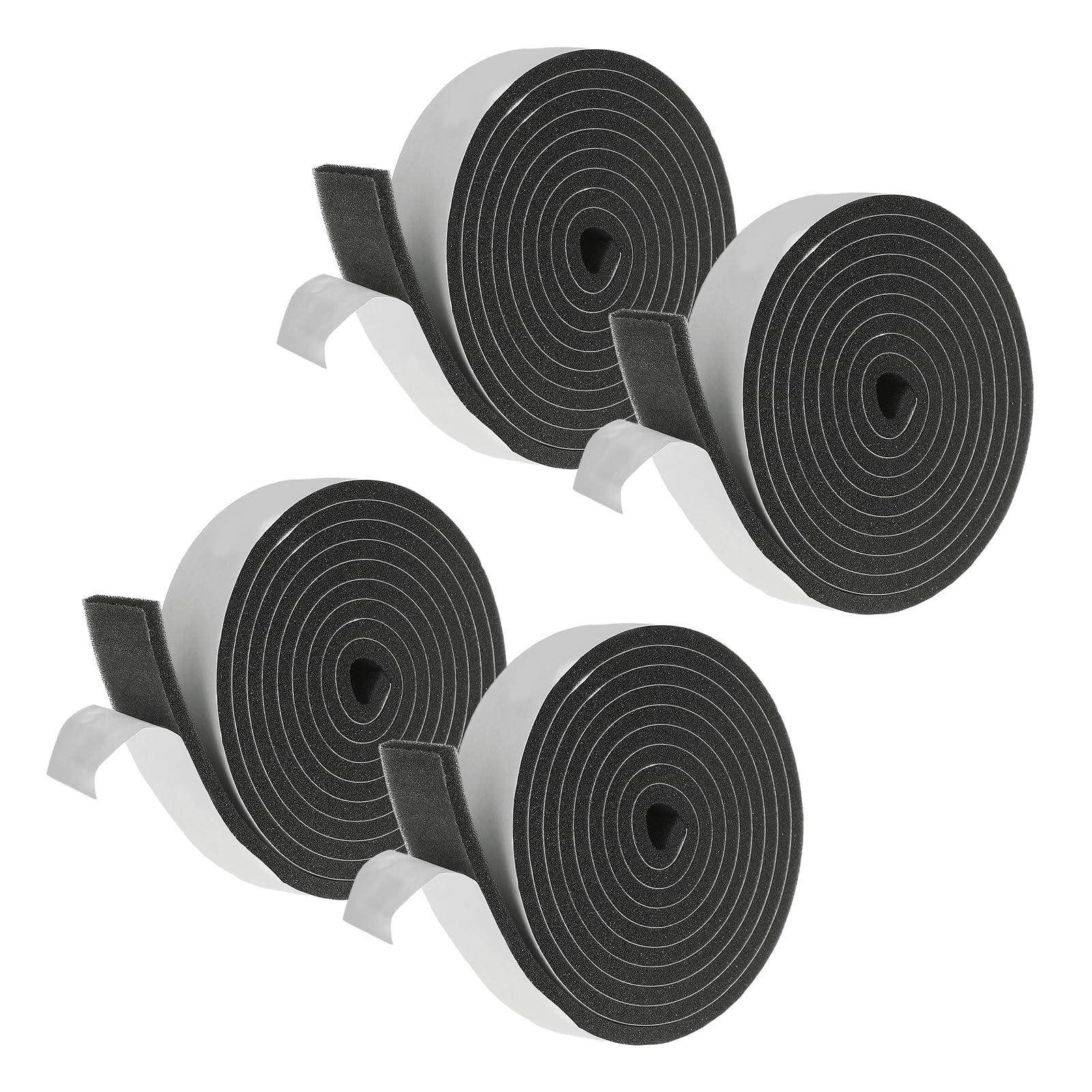 sourcing map Weather Stripping Door Seal, 4 Rolls 25mm x 5mm Adhesive Foam Tape Seal Soundproof Insulation Strips for Door Frame Window Gaps (26 Feet Total, 6.5 Feet/Roll)