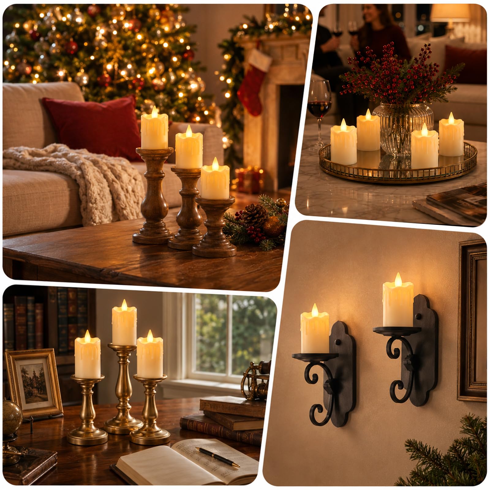 12 Stück Wiederaufladbare LED Teelichter mit Ladestation & Fernbedienung, Elfenbein Timerfunktion Flammenlose flackernde Kunststoff, für Party Zimmer Halloween Weihnachten Deko （200 Std. Laufzeit）