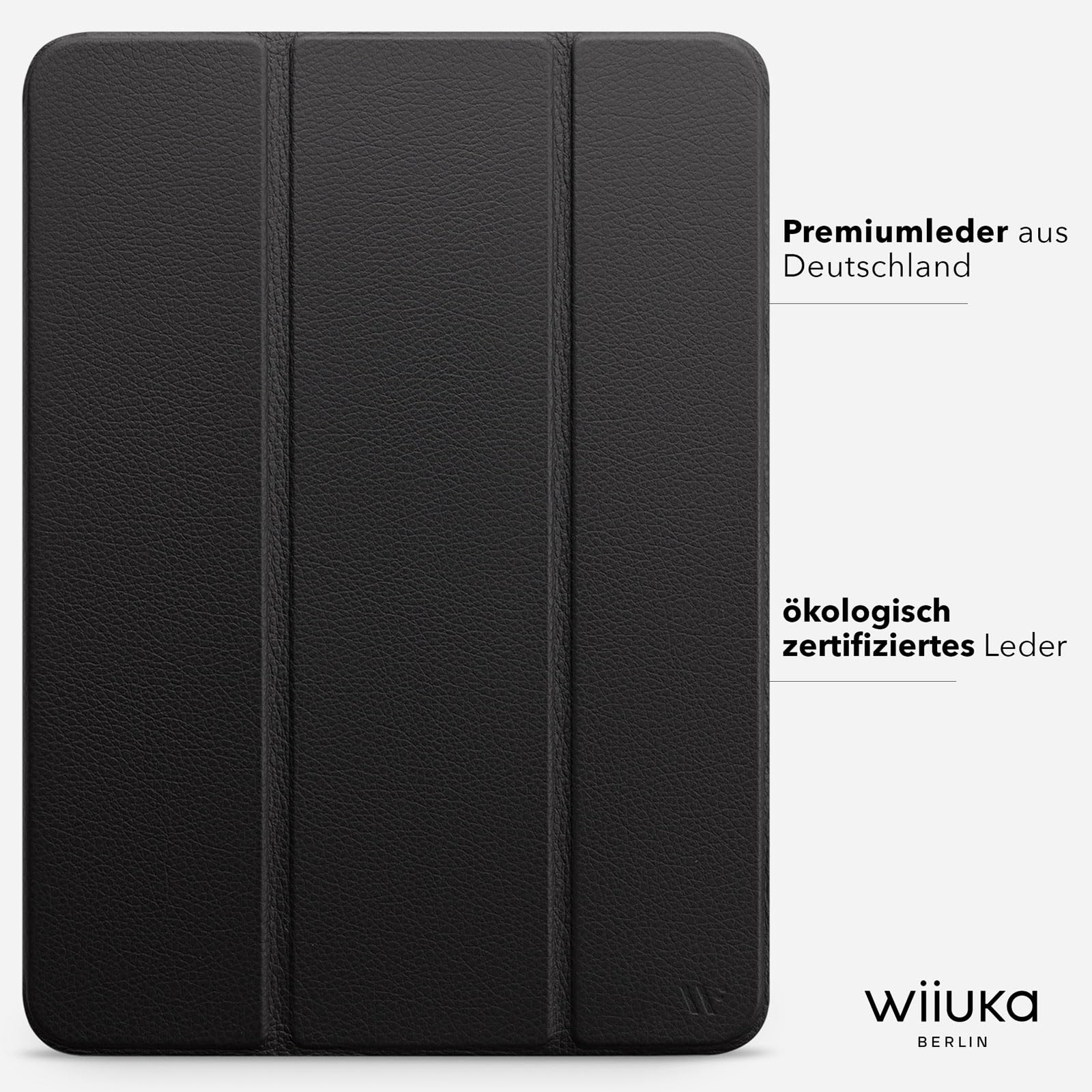 WIIUKA Etui do iPada Pro 13" (2025/2024) M5/M4, niemiecka skóra, etui skórzane, bardzo cienkie, Premium Smart Cover Case, czarne
