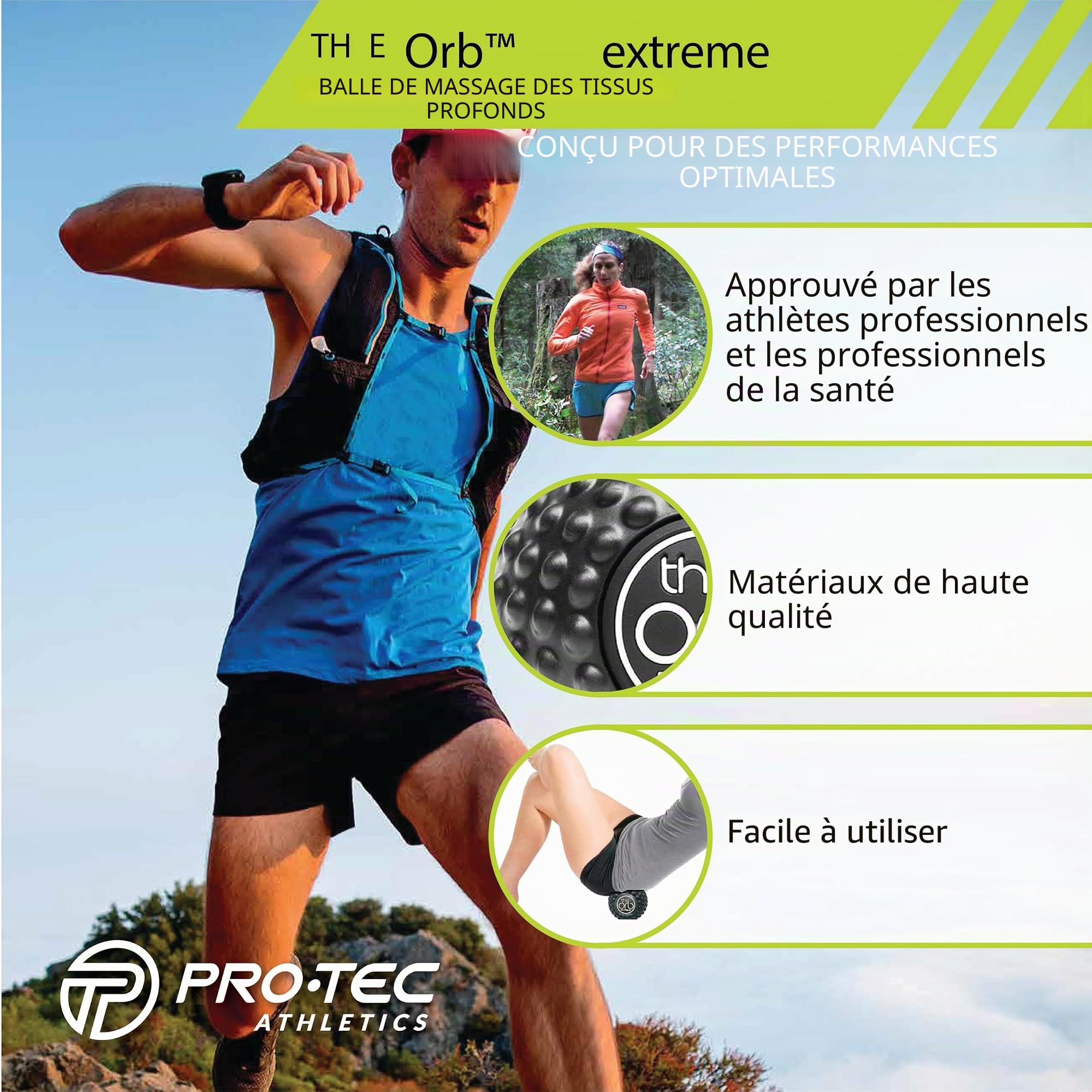 Pro-Tec Athletics The ORB Extreme Balle de massage des tissus profonds Noir 12 cm