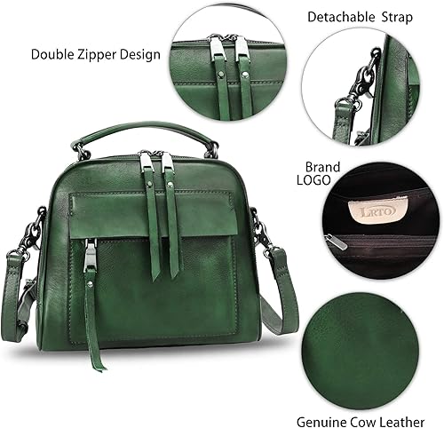 Miniatura 6 de Bolso de cuero genuino para mujer, estilo retro, hecho a mano, con asa superior, bolso cruzado de diseñador