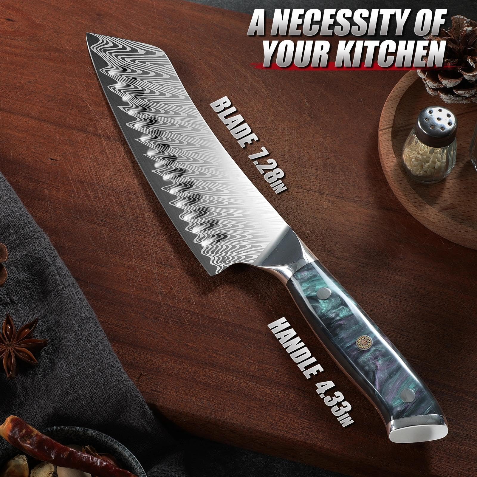 DRAGON RIOT Coltello Santoku Giapponese, Coltello da Cucina Affilato