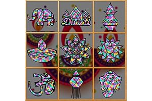 18 Pcs Diwali Rangoli Crafts for Kids – Diwali Crafts Suncatchers