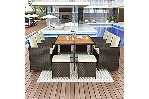 LZ LEISURE ZONE 11-Piece Dining Set - Perfect for Outdoor Gatherings