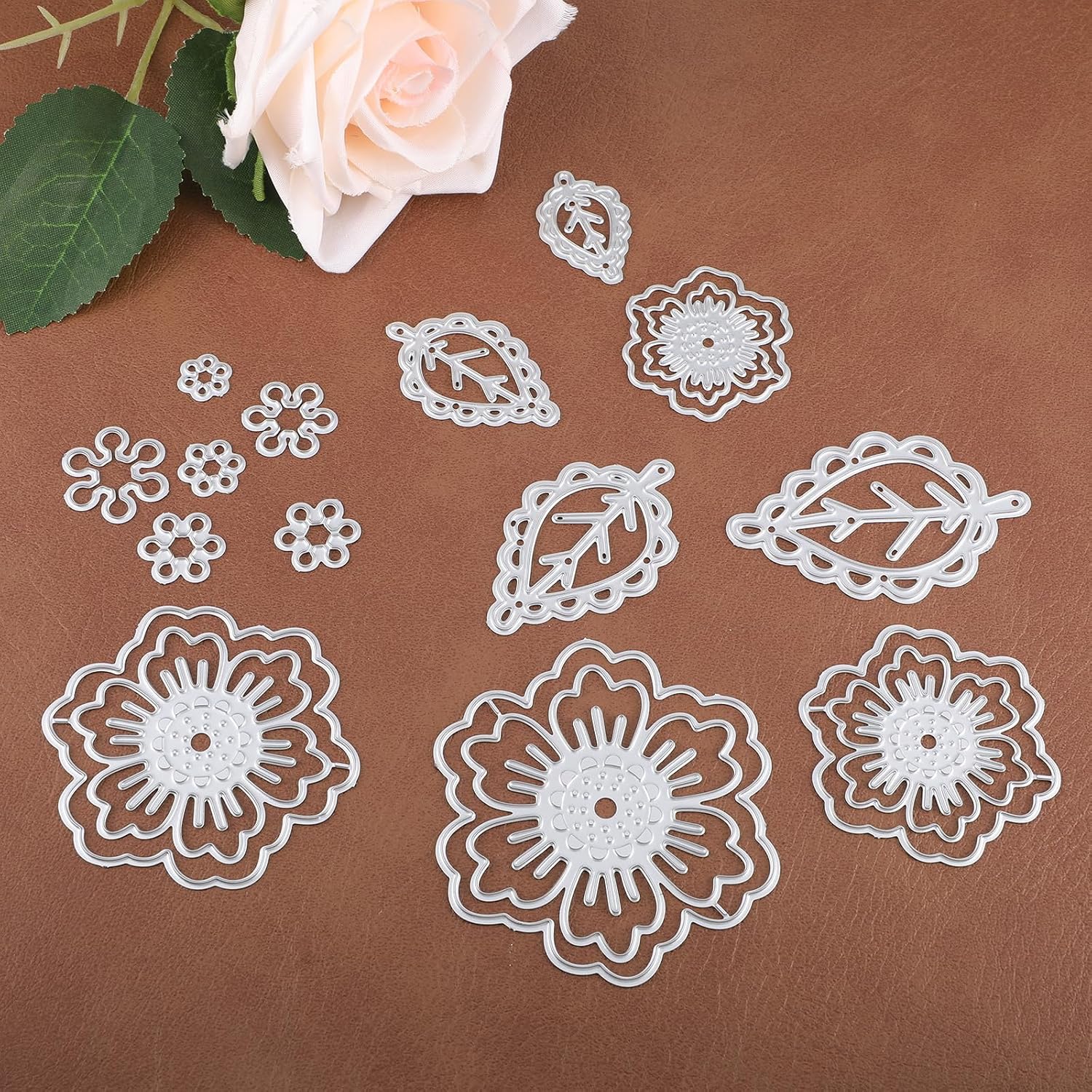 Metal Die Cuts, Flower Die Cuts, 3D Flower and Leaf Cutting Dies for DIY Scrapbooking, Card Making, and Decorative Embossing