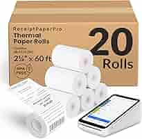 スクエアターミナル+アダプター+レシートロール18本 Amazon.co.jp: ReceiptPaperPro 2 1/4インチ x 60フィート