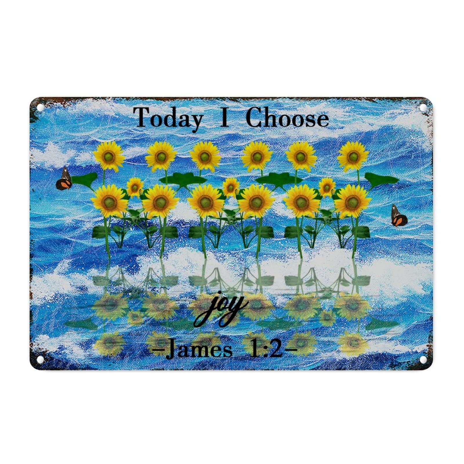 Plaque murale en métal Today I Choose Joy déco océan et tournesol cadeau maison