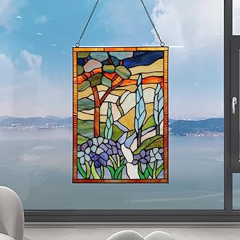 Amazon.co.jp: YOURANJU ハンドメイド ステンドグラス 窓掛け