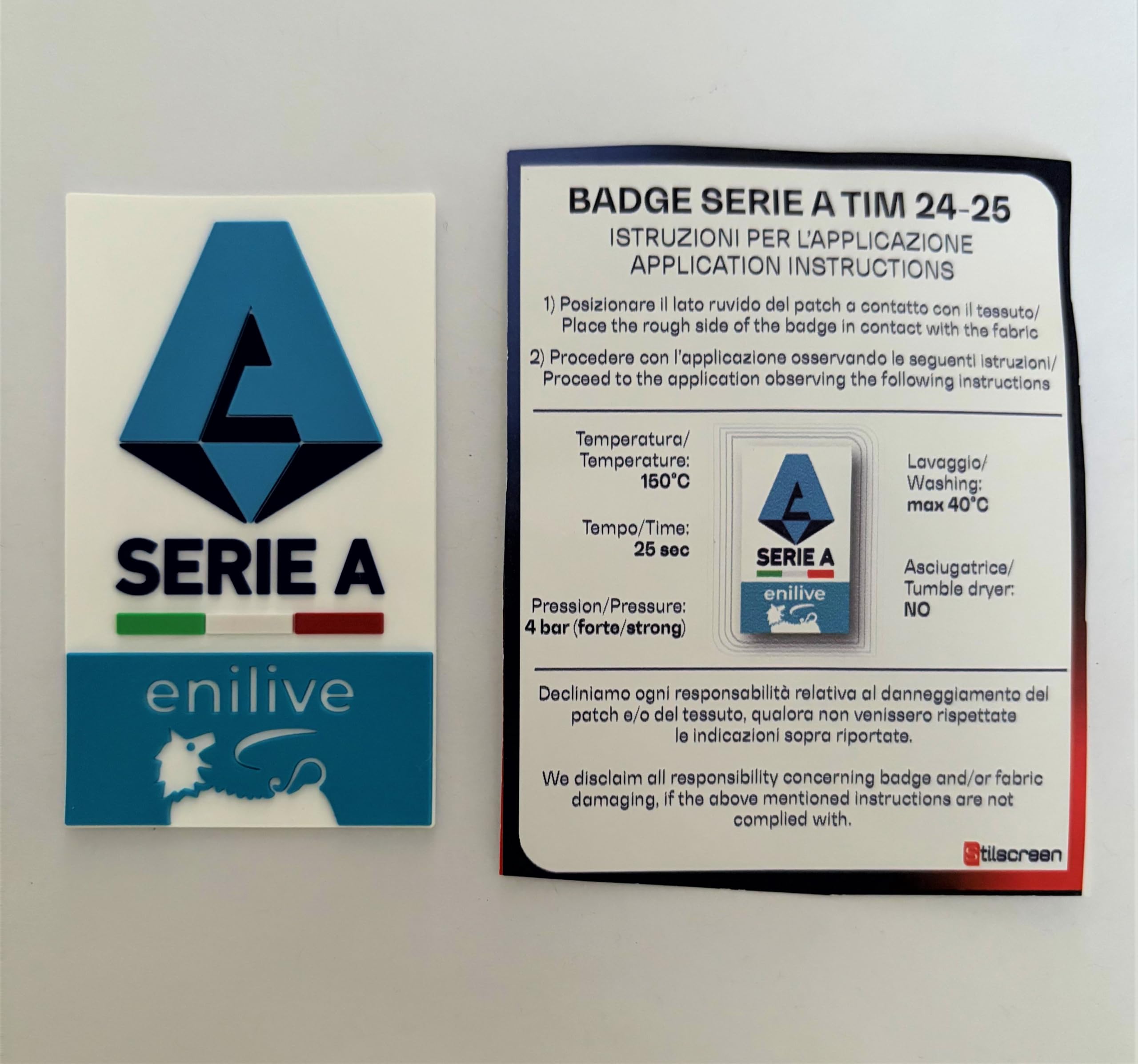 Patch Série A enilive Italie 2024-2026 Calcio Silicone plastique