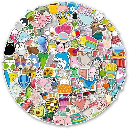 Miniatura 1 de 100 calcomanías para niños, lindas calcomanías kawaii, vinilo impermeable para botella de agua, laptop, teléfono, patineta. Paquetes de calcomanías