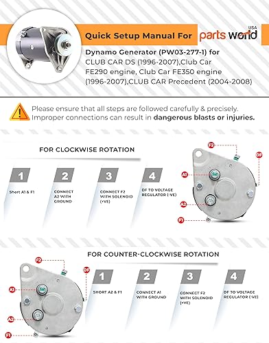 Miniatura 6 de Generador de arranque de 23A 12V para Club Car DS FE290 FE350 1996-2007 carrito de golf 1 año de garantía 1018337-01 101833701CC 15404 G338771