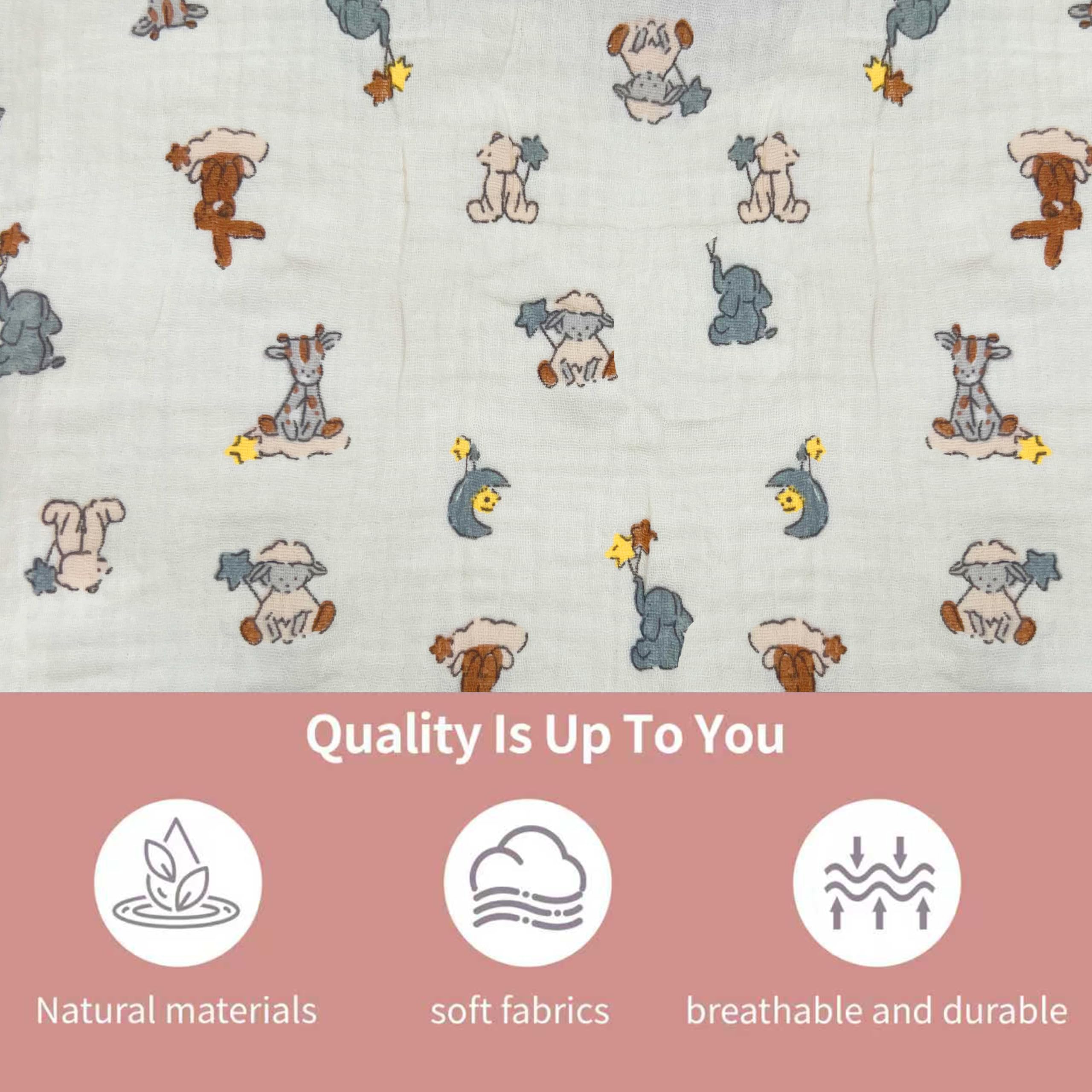 Home Bettbezug, handgefertigt aus 100% Baumwollmusselin, Stoffhimmel für die Bettdekoration zu Hause, geeignet für Jungen und Mädchen, für Kinder (132 x 420 cm, Tiere)