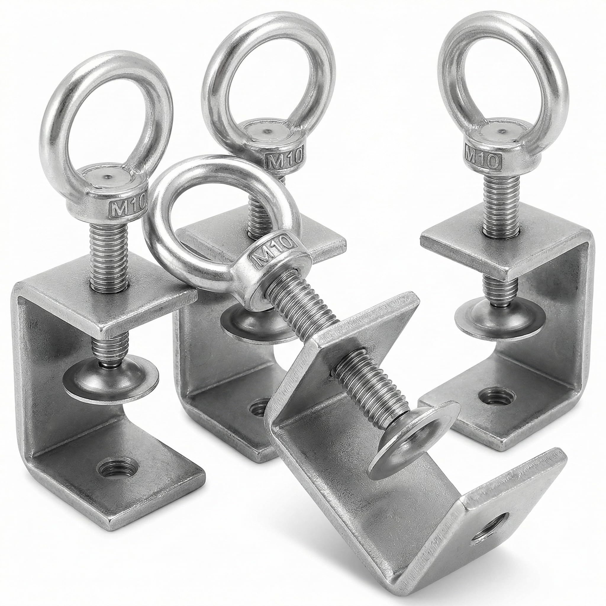QWORK® 4Pcs 304 Stainless Steel Lifting Rings C Clamp, Heavy Duty C-clamp, for Home Improvement and Automotive Repair