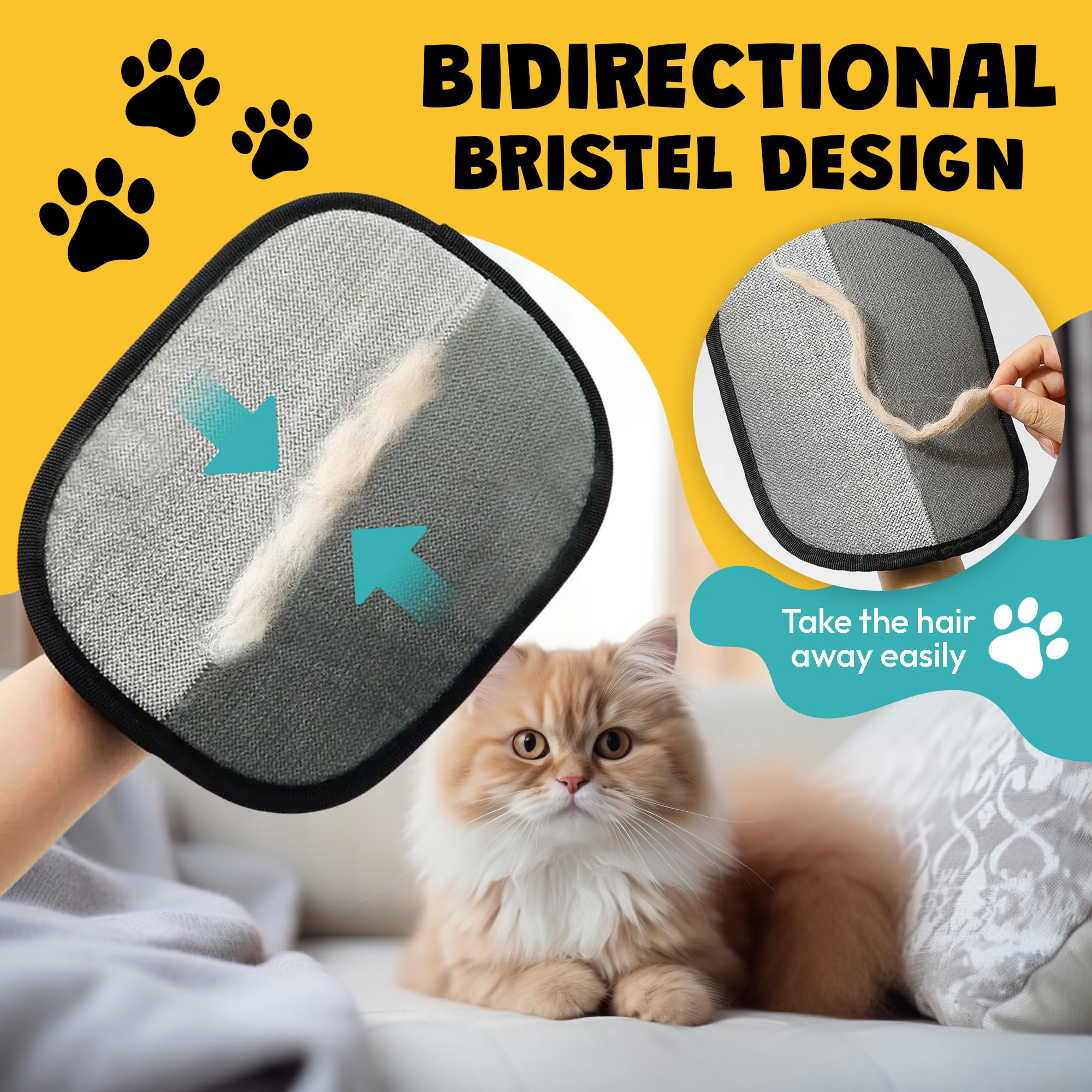 Kit di guanti elettrostatici per la rimozione dei peli di animali domestici, confezione da 2 guanti per la rimozione della pelliccia, per cani e gatti, 1 guanto grande e 1 mini guanto