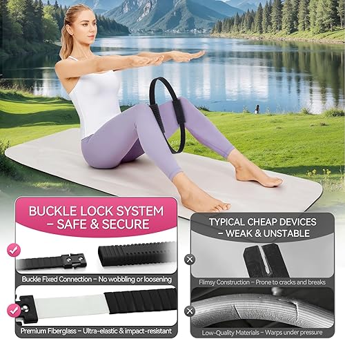 Miniatura 4 de Anillo de pilates, círculo mágico de silicona de 13.5 pulgadas con doble agarre, ligero y duradero, equipo de ejercicio de resistencia flexible para