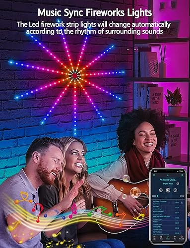 Miniatura 2 de Daymeet Luces LED de fuegos artificiales luces LED inteligentes RGB de color para dormitorio tira de luces LED con control remoto por aplicación luz