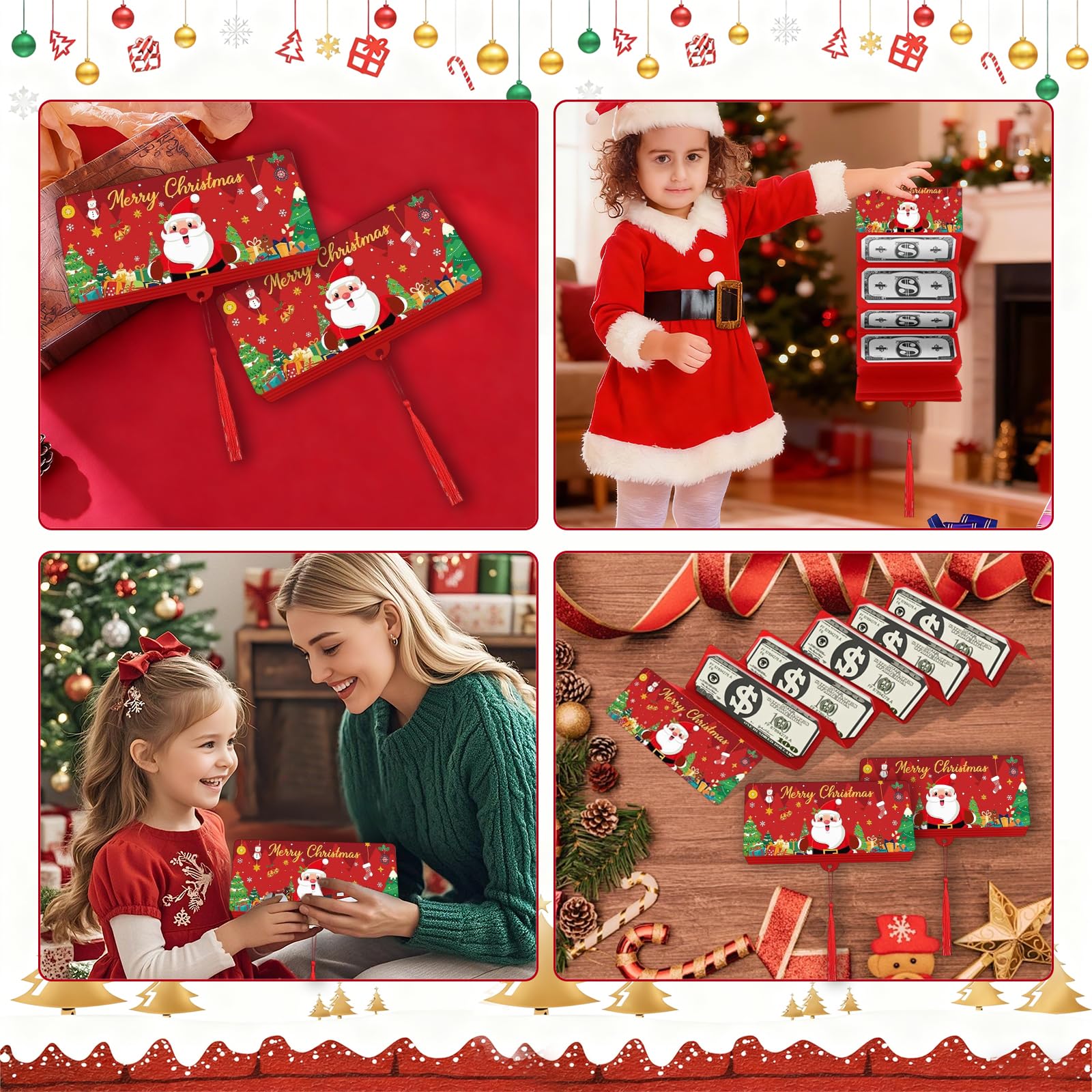 Set de 2 Portatarjetas de Dinero o Regalo para Navidad 2026, Creativos Compartimentos para Regalos de Dinero para Navidad con 10 Ranuras como Sorpresa Especial