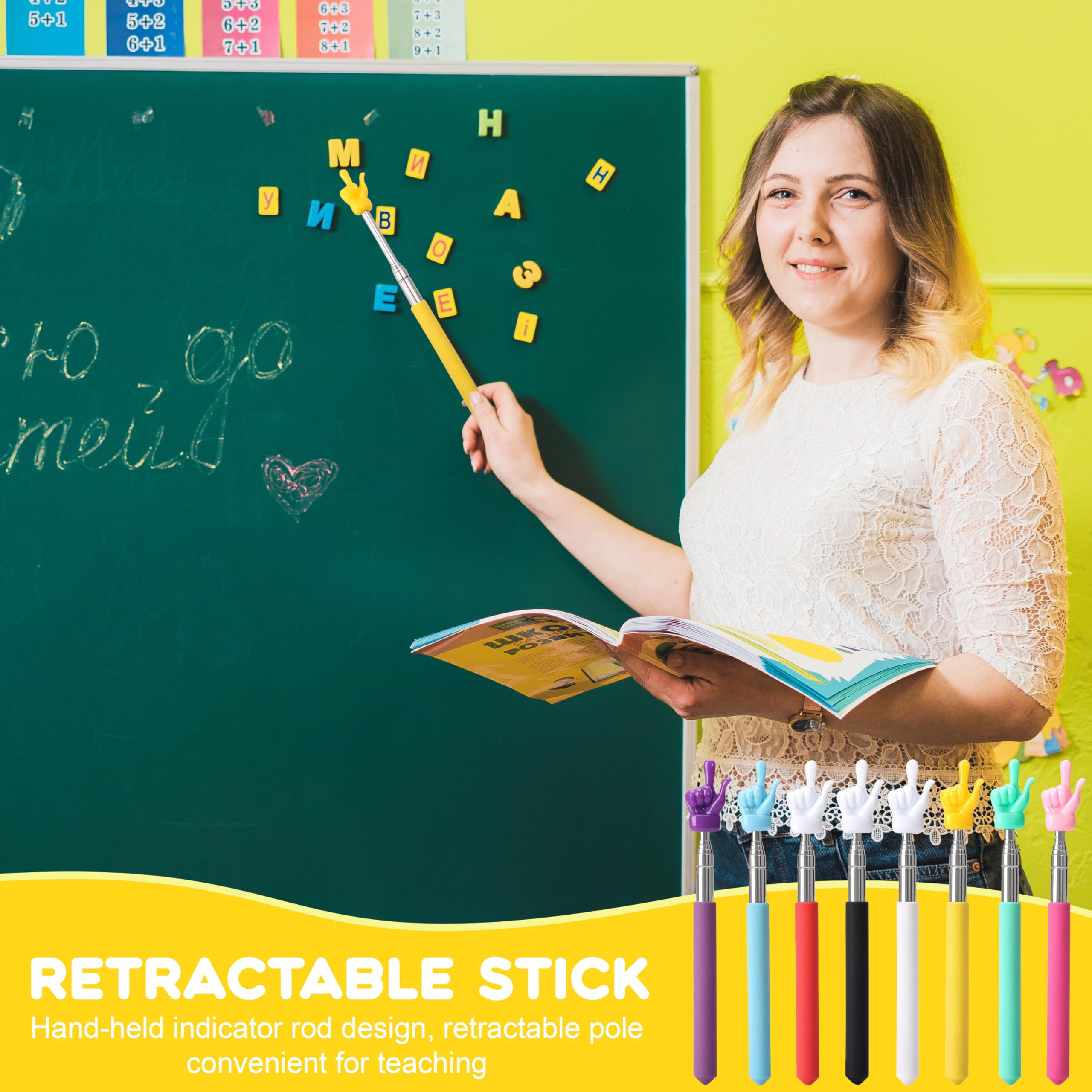 Pointeur Télescopique Rétractable 8 Pièces pour Enseignants Enfants Salle de Classe Conférences Démonstrations