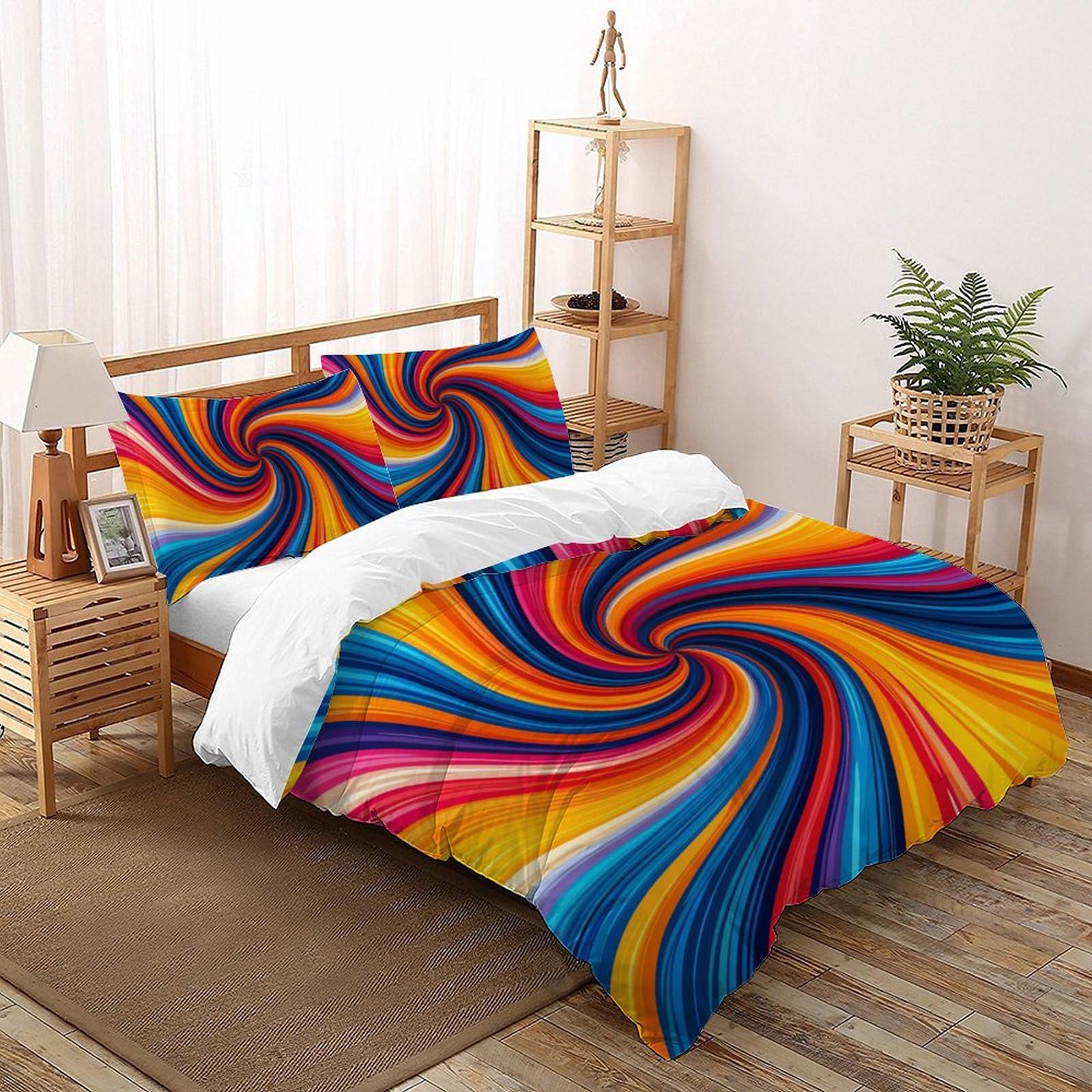 Housse de couette microfibre 3 pièces parure de lit 200x200 multicolore