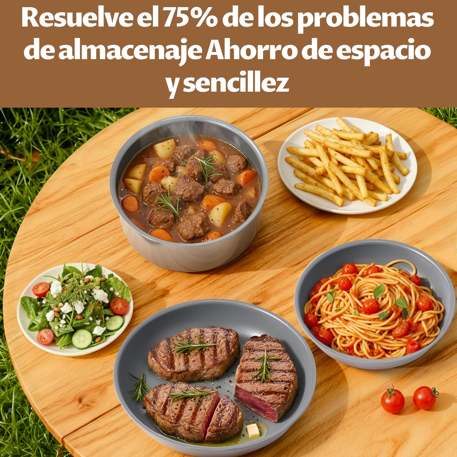BLAZANT Juego de Ollas y Sartenes 7 Piezas, Sarten Ceramica No Tóxicas | Juego Ollas y Sartenes con Mangos Desmontables, Base mejorada, Calentamiento uniforme,Para camping, Libre de PTFE y PFOA