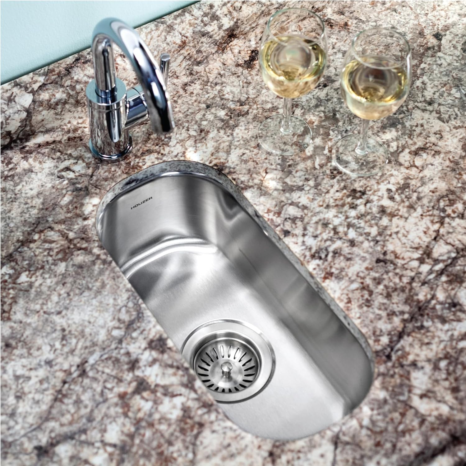 Houzer Club Stainless Steel Kitchen Bar & Prep Sink - 10 Inch Undermount Compact Single Bowl Sink, Durable & Versatile, Essential for Home & Apartment, Nested 40-Pack - CS-1105-40