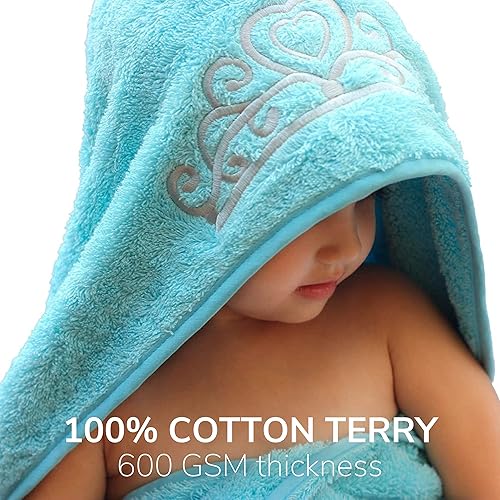 Miniatura 5 de Toalla para niñasbebés, Princesa con capucha, de tejido suave, de 27.5 x 49 pulgadas, muy absorbente 600 GSM 100% algodón