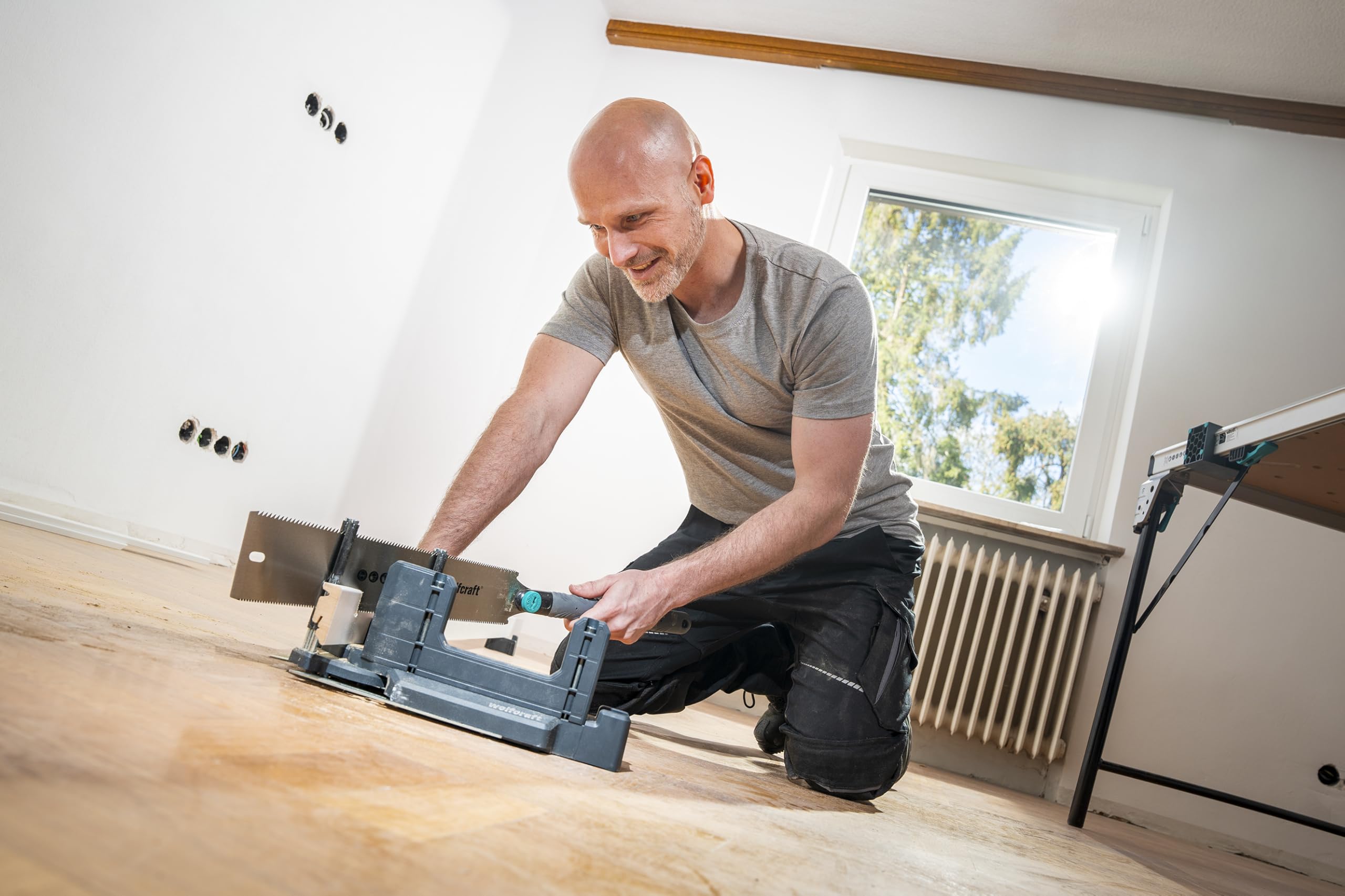 wolfcraft Fausse Équerre & Boîte à Onglets PRO 2-en-1 pour Plinthes