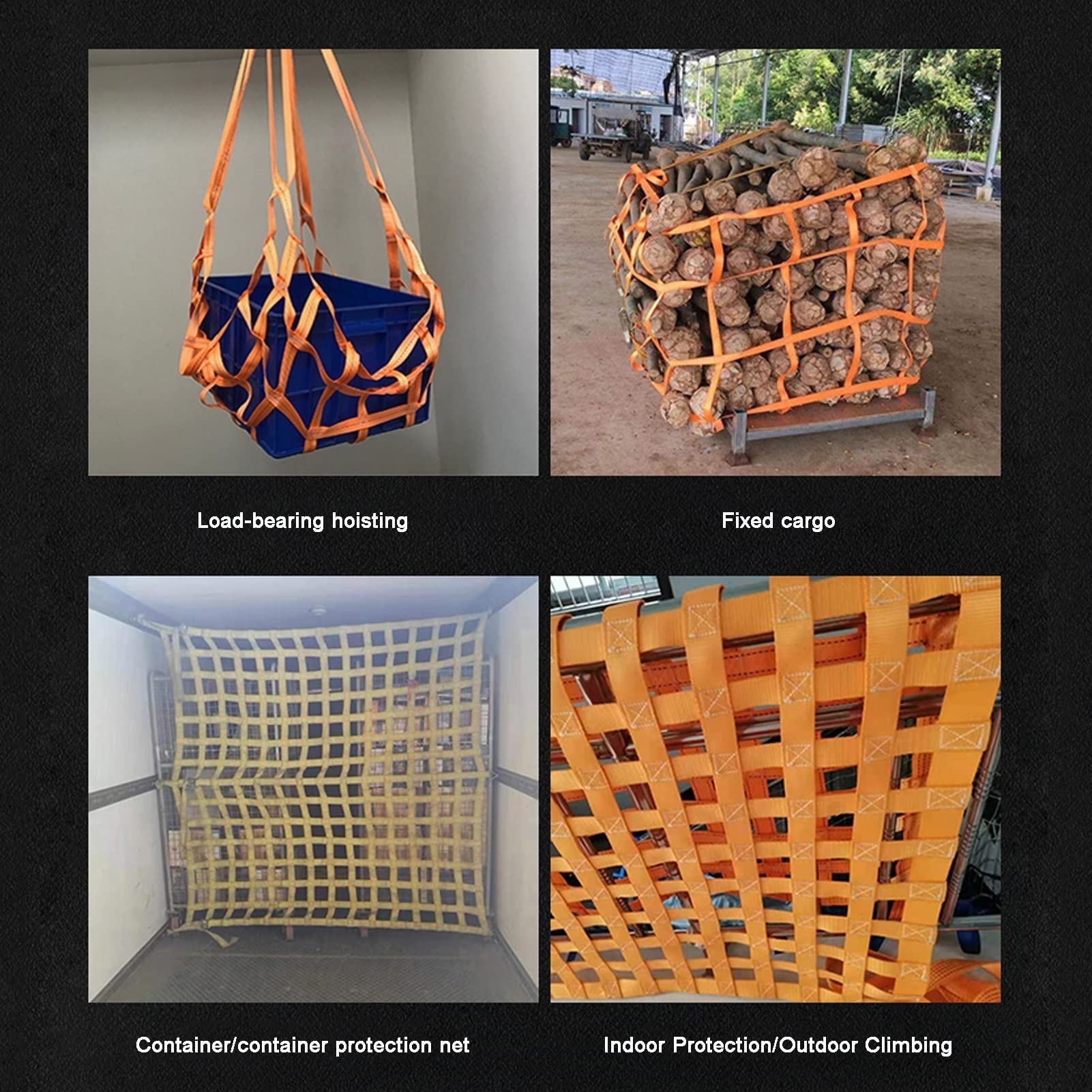 Elastisches Gepäcknetz – Hebe-Gepäcknetz, Polyester-Gepäcknetz, Anhänger-Gepäcknetz, Be- und Entladen schwerer Gegenstände, sadegurt, reißfestes Gepäcknetz (1,5 x 1,5 m/Masche 10 cm/Ladung 2,5 t)