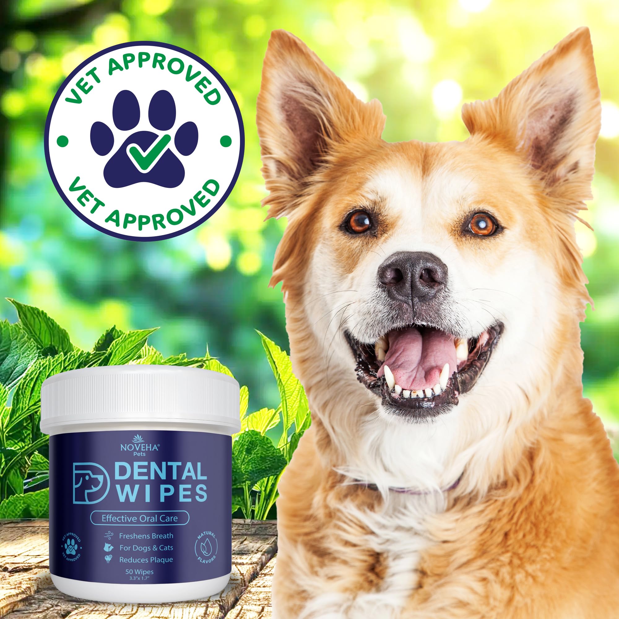 NOVEHA Pets Dental Finger Wipes for Dogs & Cats, White, 100 Pieces - Image 2