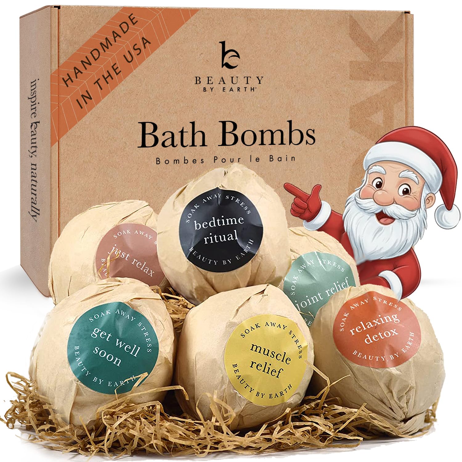 Bath Bombs Gift Set; Organic and Natural Large and Luxurious Vegan Fizzies, Lush Fragrant Essential Oils, Surprise Gift for Men, Women and Kids; Best Relaxing Epsom Salt Luxury Spa Soak (6 Pack Kit)