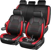 Vista 20 de CAR PASS Fundas de cuero para asientos delanteros solamente, con fundas de asiento delantero de malla de aire, transpirables, fundas de asiento