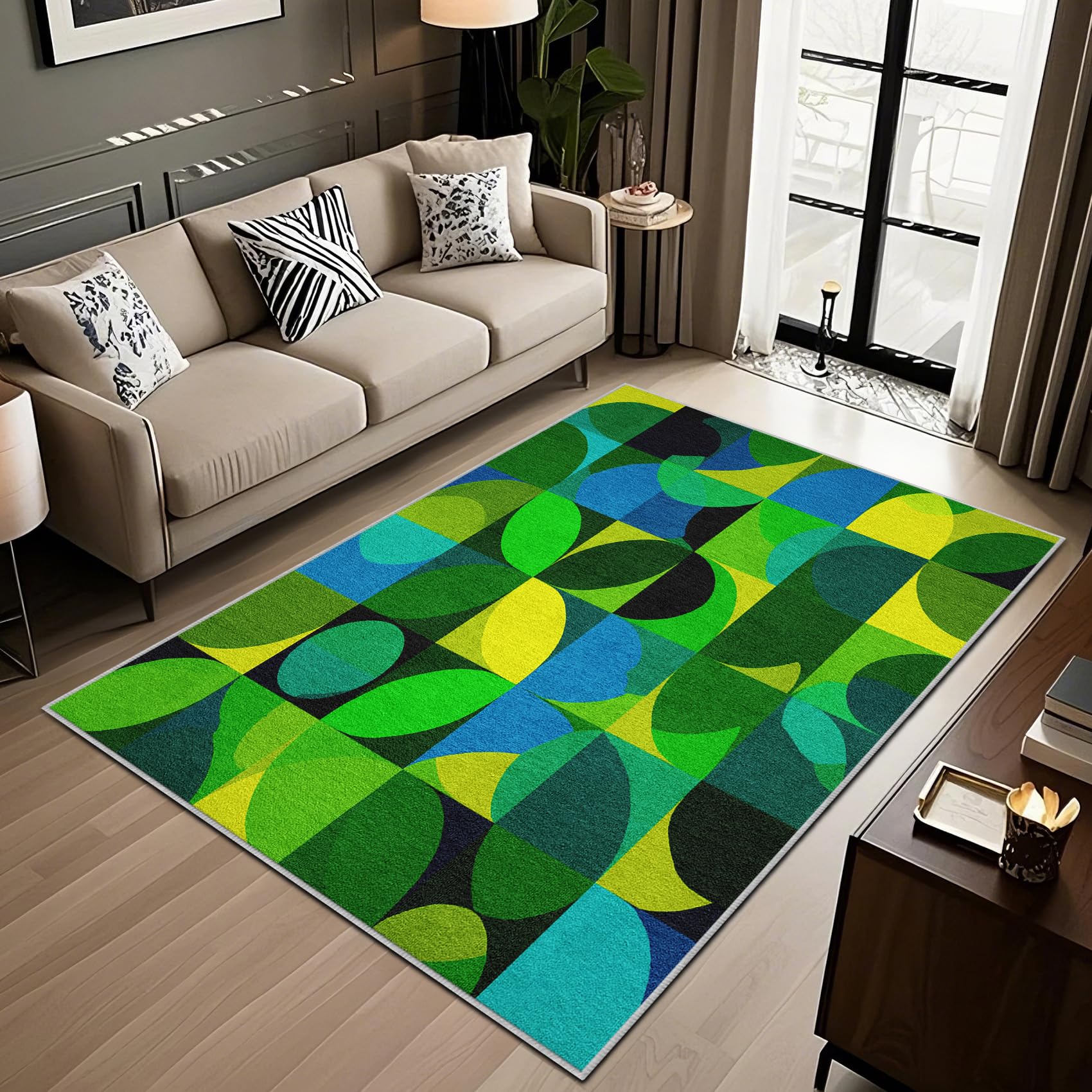 Tapis chambre 140x200 soleil arche lavable et design géométrique