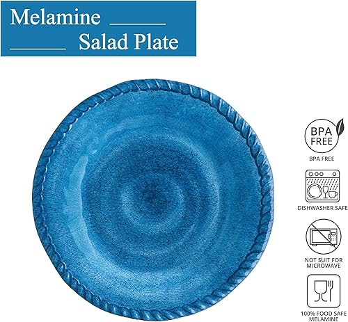 Miniatura 2 de UP ware - Juego de 6 platos de ensalada de melamina, sin BPA, aptos para lavavajillas, platos de ensalada para risotto, pasta y ensalada, platos de