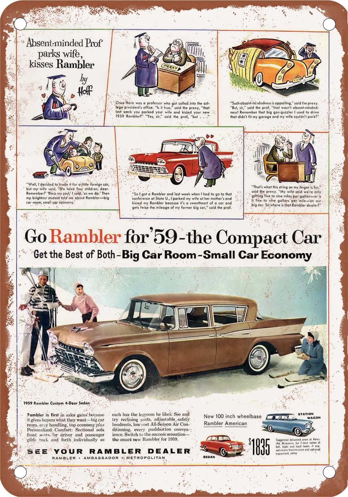 METAL SIGN - 1959 Rambler Vintage Ad 01 - Old Retro Rusty Look home decor