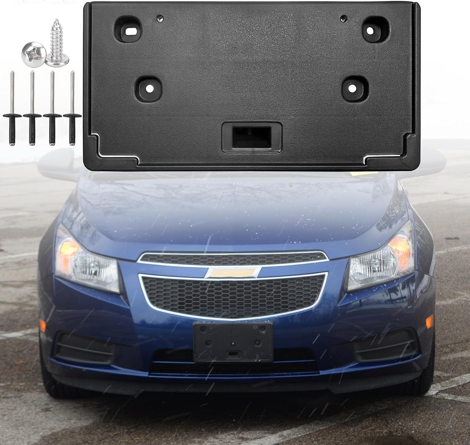 FASTCHE Front Bumper License Tag Plate Frame Bracket Holder Compatible with 2011 2012 2013 2014 Chevrolet Cruze LS LT LTZ Front License Plate Bracket Holder Replace # 95051456 95094483 GM1068145