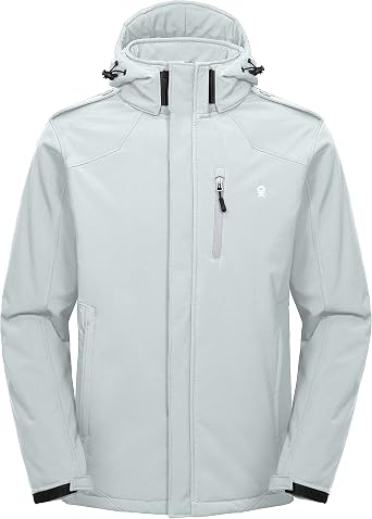 Little Donkey Andy Men's Warm Sherpa Lined Winter Softshell Jacket Windproof Mountain Ski Snow Coat with Removable Hood