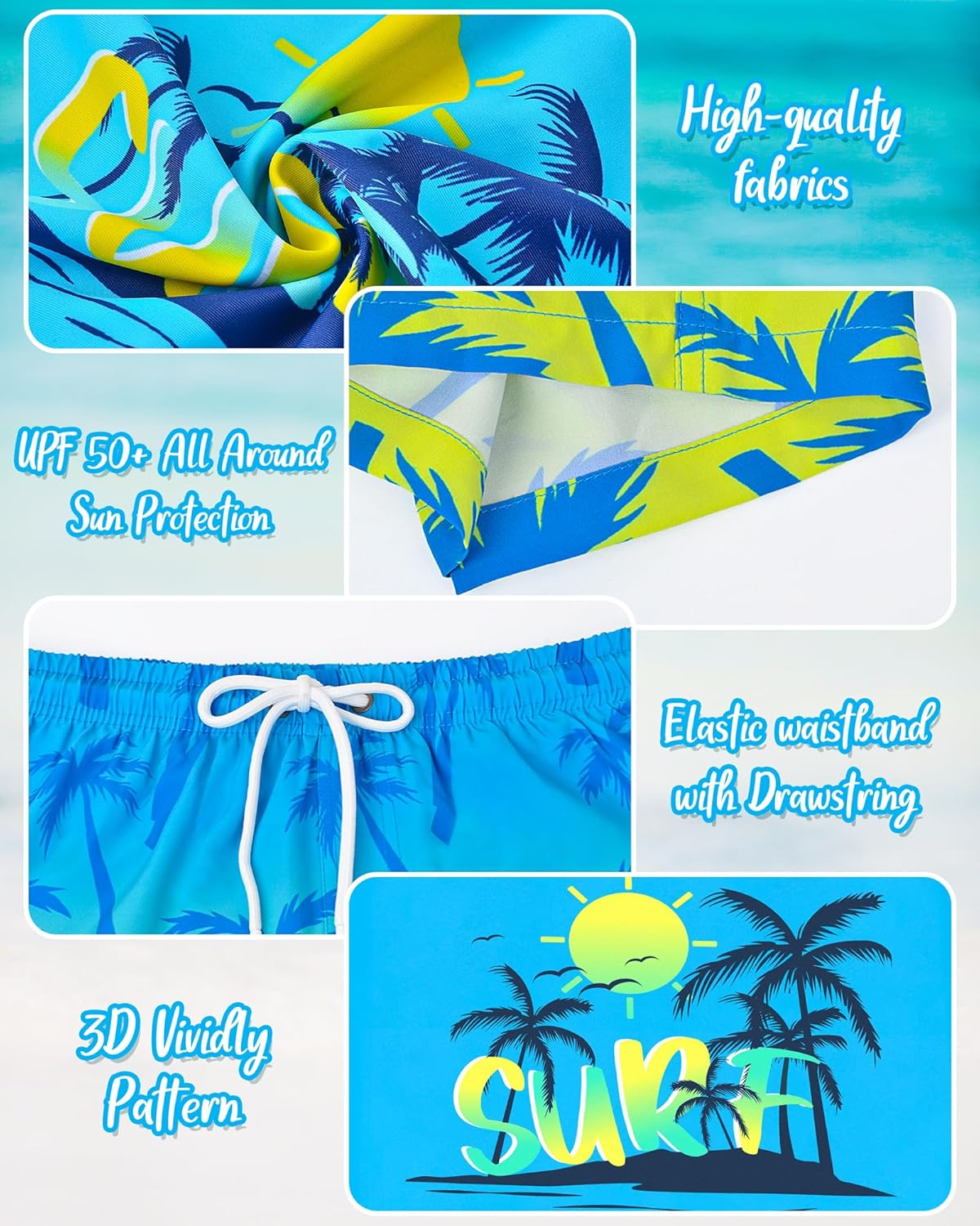 Boys Two Piece Rash Guard and Swim Trunks Outfit Set Kids Short Sleeve Swimsuit - Image 5