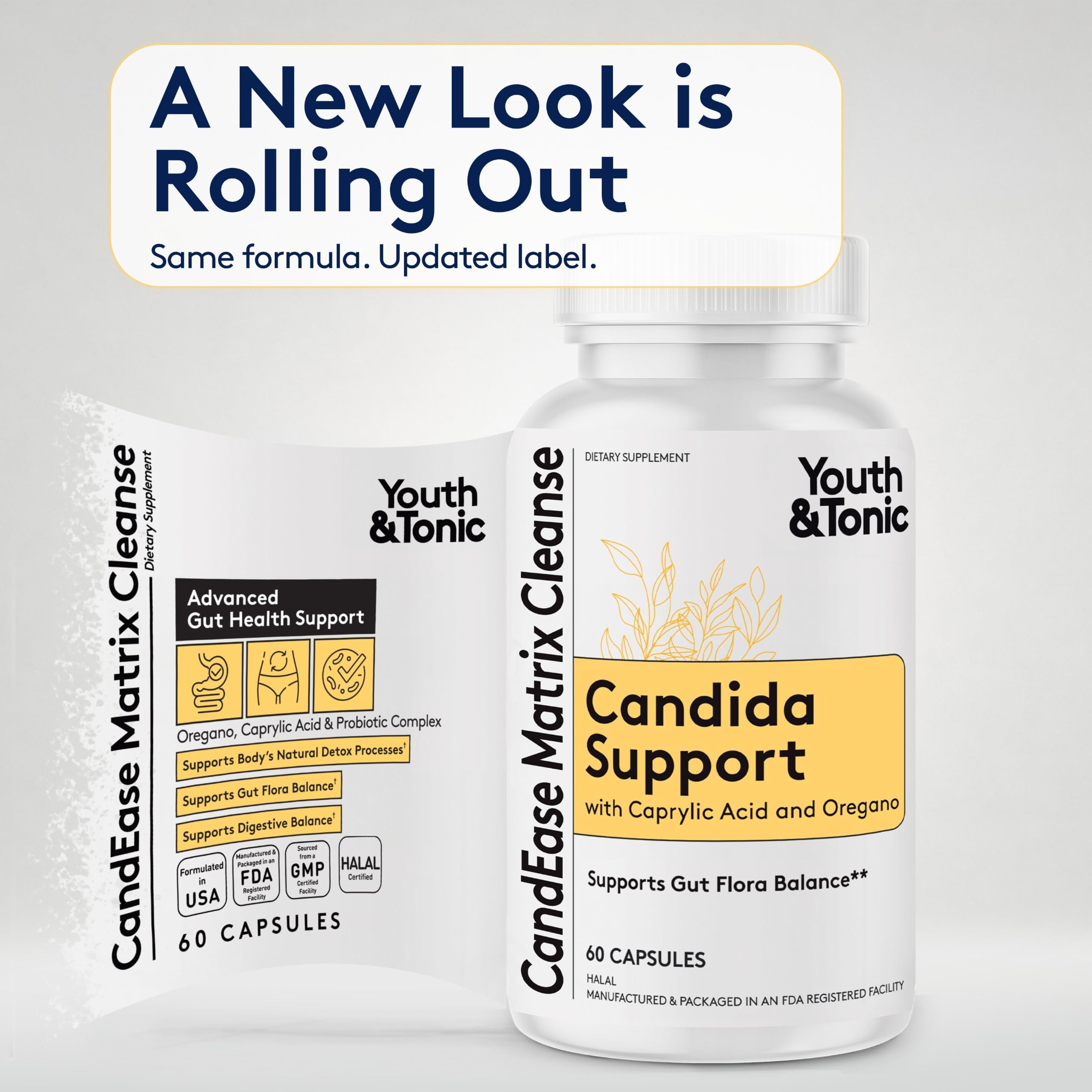 Youth & Tonic Candida Support, Balance, Caprylic Acid & Oregano 60 Capsules — Amazon image 2