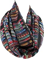 Etwoa Bookshelf Black Infinity Scarf - Soft Lightweight Chiffon Circle Loop Scarf, Versatile Styling for Women