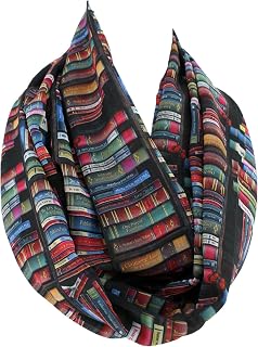 Bookshelf Black Infinity Scarf Circle Scarf Loop Scarf, Large
