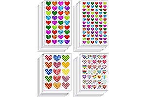 24 Sheets Valentine Heart Sticker for Kids, 1200 Pcs Gilter Love Sticker