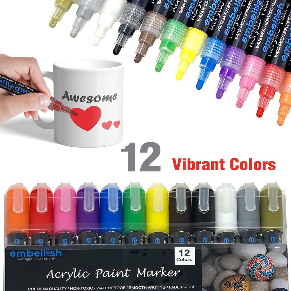 Amazon.co.jp: アクリルペイントマーカーペン 12色セット 水性