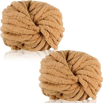 Chunky Hand Knitting Yarn 240g Super Thick Yarn for Crochet Thick Wool Yarn Chenille Chunky Blanket Yarn for Hats Scarves Blankets Pillows Cat Bed Milk Tea