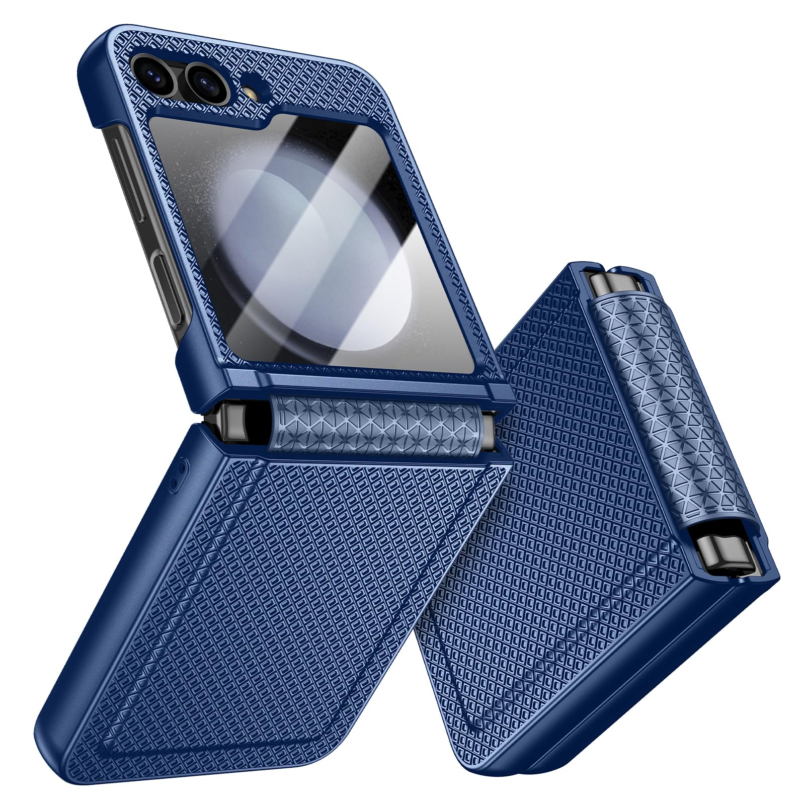 Doeshine für Samsung Galaxy Z Flip Hülle mit Scharnierschutz & Displayschutzfolie, Rutschfester Textur, Hard PC Militär Stoßfest Schutzhülle Kratzfest Rugged Cover für Galaxy Z Flip