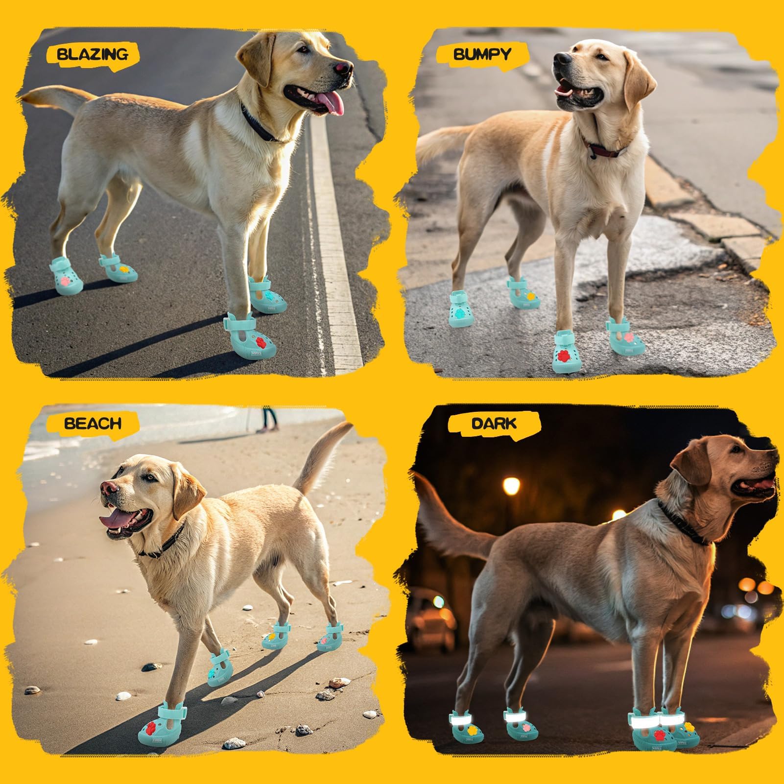 Chaussures pour Chien pour Trottoir Chaud – Bottes antidérapantes pour Chiens de Petite, Moyenne et Grande Taille, Bottes réfléchissantes et Protections de Pattes pour l'hiver, faciles à Mettre et à