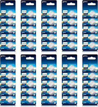 PHILIPS CR2450 Battery 50 Pack, 3v Lithium Coin Cell Batteries Long-Lasting CR 2450 Battery Coin and Button Cell Batteries