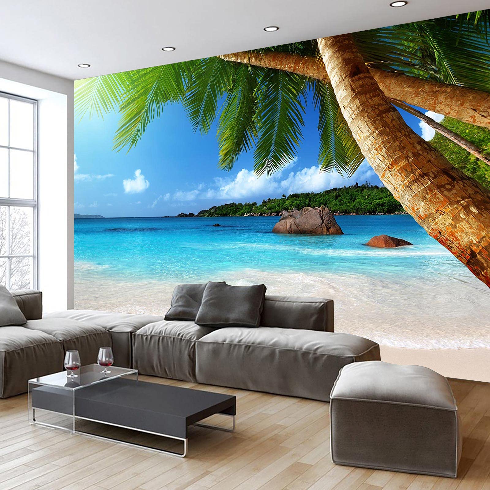 Fightal - Beach Mural Ocean Backgrounds Coastal Beachy Wallpaper Extra Large Wall murals for Bedroom Living Room?not Peel and Stick?-151