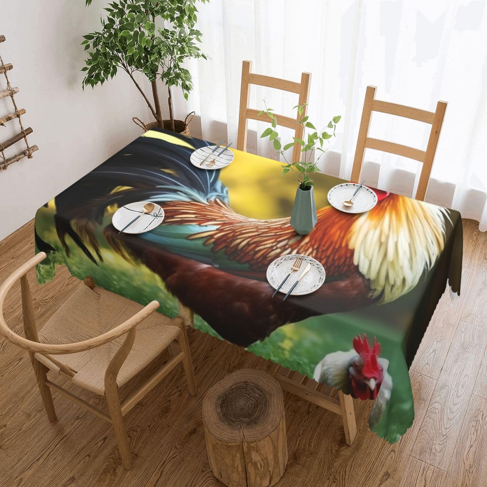 Nappe coq drôle rectangulaire 137x183 cm de table facile d'entretien