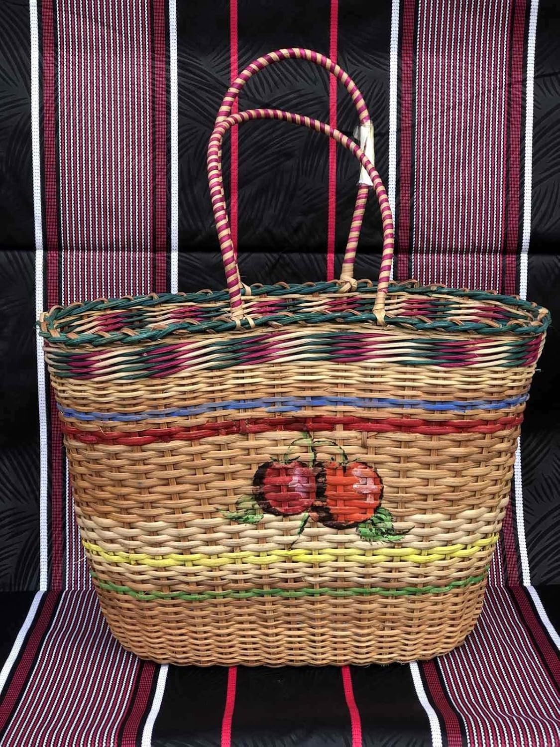 Fair Trade Ghana Bolga African Dye-Free Oval Shopper 17-18" Across, 38066